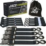 JACO Superior Products Ratchet Tie Down Straps - 1.6" x 8 ft | Heavy Duty Tie Down Kit with Soft Loops (Black)