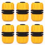 TOPWAYS 6 pack Hose Repair Connector, Quick Fix Extend Connector for 1/2" Graden Hose Pipe (Yellow)