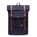 KAUKKO Rucksack Roll Top Backpack Casual Vintage Daypack Men’s Laptop School Rucksack Fit 15 "Notebook Bag for Hiking Travel Camping