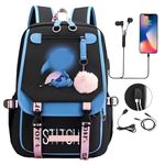 Suffolly Anime School Bags,Large Capacity Cartoon Backpack With 2 USB Port School Backpack Lunch Travel Rucksack18.8 * 11.8inch for Primary Secondary,High School for Girls Boys (Suit C)