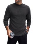 COOFANDY Men's Crew Neck Jumper Mock Turtleneck Jumper Winter Sweater Winter Jumpers Round Neck Jumper Long Sleeve Thermal Undershirt Pullover Dark Gray L