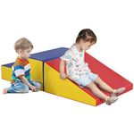 Soozier 2-Piece Climb and Crawl Activity Soft Play Set, Secure Foam Blocks Playset for Toddler Preschooler Babies Indoor, Activity Structure Play Equipment Baby Learning Development Toys