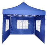 Invezo Gazebo Outdoor Tent 10x10 feet (Super Heavy Duty, 34 kgs with European Side Covers/Blue) Waterproof, Foldable Canopy/Portable Tent - 2 Mints Installation