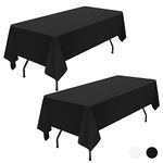 Showgeous 2 Pack Black Polyester Tablecloth for 6ft Rectangle Tables 60 x 102 Inch Rectangular Fabric Table Clothes Washable Black Table Covers for Wedding Banquet Restaurant Buffet Parties Camping