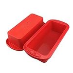 SILIVO Silicone Bread and Loaf Pans (2 Pack) - Nonstick Silicone Baking Mold for Homemade Loaf, Bread and Meatloaf - 8.9x3.7x2.5 inch