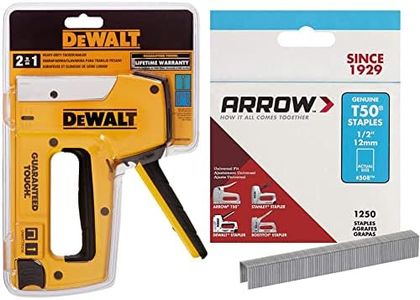 Dewalt DWHTTR350 Heavy-Duty Aluminum Stapler/Brad Nailer + Arrow Fastener 50824 Genuine T50 1/2-Inch Staples (1,250-Pack)