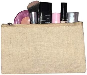 Canvas Zippered Jute Blend Pouch Cosmetic Makeup Bags Travel Toiletry Kit (Set of 6) (Natural)