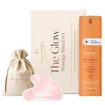 PLANTIFIQUE Massage Ritual Set Premium Certified Rose Quartz Gua Sha + Vitamin C Serum (30 ml) Skin Care Set, Birthday Gifts for Women, Teens, Mom, Brides