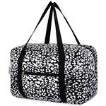 for Ryanair Airlines Cabin Bag 40x20x25 Underseat Foldable Travel Duffel Bag Holdall Tote Carry on Hand Luggage Overnight for Women and Men 20L (Black Leopard)