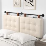 Joyoolife Queen Headboard,Wall Mounted Headboard Queen for Bed with Linen Upholstery and Button Tufted/upholstered headboard, USB Charging Port, Adjustable Height, Hanging Headboard for Bedroom-Khaki