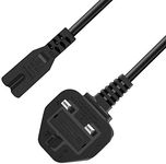 BOLWEO AC Power Cable Fig 8, C7 Mains Power Cord Lead UK Plug for Sony PS2 PS3 PS4 (Slim Edition),Surface Pro 2/3/4/5 Tablet【1.2M】