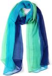 uxcell Long Chiffon Light Wedding Scarf Silky Gradient Color Party Shawl Spring Summer Beach Wrap for Women Blue Green 63"x19.6"