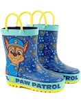 Paw Patrol Boys Wellies | Blue Rain Wellington Boots for Kids | Chase the Rescue Pup Cartoon Police Dog Fun | Toddlers Water Resistant Walking Shoes with Pull Handles | Merchandise Gift for Children