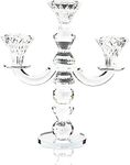 Okuna Outpost Glass Candle Holders, 3-Armed Crystal Candlesticks (8.5 x 10 x 3.5 in)