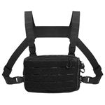 LEKEFETO Chest Pack, Tactical Chest Rig Pack, Men's Harness Pockets, Running Chest Bag for Camping, Travel, Hiking, Outdoor Sports, Cycling, Training, Fitness, Black, black, standard size, Chest Pack