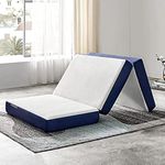 LOOM & NEEDLES Premium Floor Folding Mattress Single Bed | Tri-fold Memory Foam Medium Firm Mattresses | 3 Foldable Bed Gadda | Hostel/PG/Hotel/Guest Portable Beds | 72x36x3 Inch, 5 Years Warranty