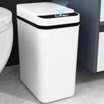 Homie Automatic, Smart Trash Can 2.9 Gallon with Touchless Motion Sensor and Anti - Bag Slip Lid, Use as Mini Garbage Basket, Slim Dust Bin, or Decor in Bathroom, Restroom, Kitchen (Shiny White)