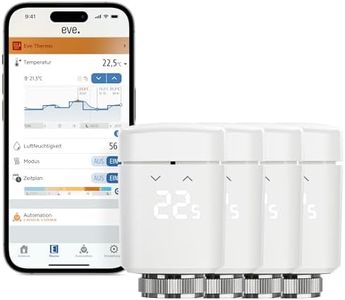 Eve Thermo (Matter) 4er Pack: Smartes Heizkörperthermostat, LED-Display mit Touch-Bedienfeld, Heizkosten sparen, Apple Home, Amazon Alexa, Samsung SmartThings, Google Home, Ben. Thread Border Router