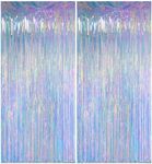 Iridescent Clear Tinsel Curtain Bac