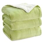 Bedsure Sherpa Fleece Throw Blanket Queen Size - Thick and Warm, Fluffy Microfiber & Solid Soft Blankets for Bed and Couch Coverlet Sets, Green, 220x240cm