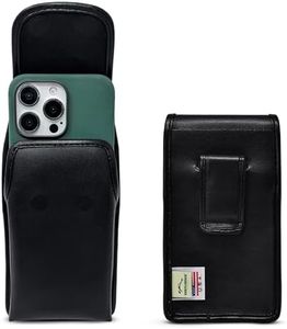 Turtleback Premium Leather Phone Holster for iPhone 16 Pro Max, 15 Pro Max, 14 Pro Max, 13 Pro Max – Black Phone Belt Holder Fits Slim Cases – Holster with Exclusive Leather Belt Clip