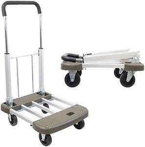 Mount-It! Foldable Push Cart, Utility Dolly Platform Cart, Adjustable Length, Folding Hand Truck, Portable Dolly for Moving Boxes, Appliances, Furniture, 330 lbs Capacity