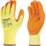 24 Pairs Latex Coated Orange Rubber Work Gloves Mens Safety Builders Gardening (Large)