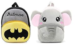 blue tree Kid's Cute Plush Animal Cartoon Mini Travel Embroidery Backpack,1-6 Years (Batman-Baby Elephant)