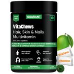 QUARANT VitaChews Hair, Skin & Nails Multivitamin Sugar Free Gummies with Biotin (Plant Based), Keratin, Bamboo Shoot Extract & 16 Nutrients for Men & Women, 30 Days Pack, Raw Mango Natural Flavour