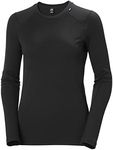 Helly-Hansen Womens LIFA Merino Midweight Crew Base Layer Shirt, 990 Black, Small