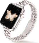 Ocaer Compatible with Apple Watch Strap 42mm 41mm 40mm 38mm, Slim Stainless Steel Metal Band for Apple Watch Series 10 9 8 7 6 5 4 3 2 1 SE, Elegant Apple Watch Bracelet for Women (Starlight)