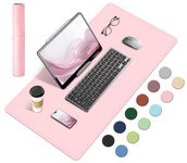 BLESWIN Non-Slip Desk Mat, Natural Cork & Leather Desk Pad, Waterproof Large Mouse Pad, Easy Clean Laptop Mat for Desk, Desk Table Protector Mat, Pink Mouse Pad for Office/Home/Detor (60x34CM)