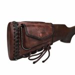 Tourbon Leather Rifle Stock Protective Holder Slip on Recoil Pad Cheek Rest Riser with Cartridges Pouch (Brown)