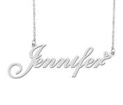 Silver Jennifer Name Necklace Heart Charm Pendant Stainless Steel Mother Day Jewelry for Best Friends Familys 16"