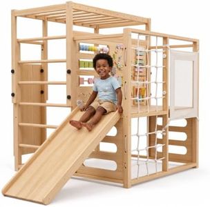 Avenlur Montessori Gym Alpine Wooden Jungle Gym with Indoor Swing, Toddler & Baby Climbing Toys, Rock Wall Perfect for Active Fun & Skill Development, Ages 2-8