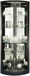 Howard Miller Jaime Curio Cabinet - Floor Mount Showcase Black Finish Adjustable Shelves & Levelers Illuminated Interior Lightning Perfect for Living Room Office and Room Decor