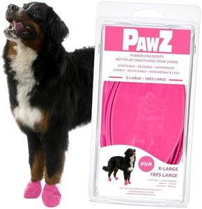 PawZ Rubber Dog Boots for Large Paws - All-Weather Waterproof Dog Shoes, Anti-Slip Traction for Rain, Snow, Mud & Hot Pavement - Pull-On Dog Booties, Pink - X-Large (4" +) - Pack of 12