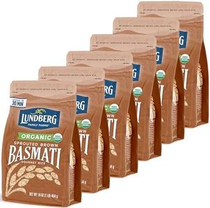 Lundberg Basmati Rice, Organic Sprouted Brown Long Grain Rice - Nutty & Nutritious Brown Rice Grown in California, Ready to Eat in 30 Minutes, Pantry Staples, 16 Oz (Pack of 6)