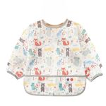 Thread Fairy Alphabet Zoo Full Sleeves Washable Waterproof Baby Feeding Bibs, Waterproof Feeding Bib/Toddler waterproof feeding Bib with Sleeves/Lightweight (6-36 Months) Baby Bib Shirt with Pocket