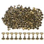 HARFINGTON 300 Sets Leather Rivets 6 x 6mm Metal Double Cap Rivet Snaps Studs Fasteners Rivets for Leather Craft DIY Repair Decoration, Bronze Tone