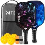 Pickleball Paddles, USAPA Approved Pickleball Paddles Set of 2, Fiberglass Surface Pickleball Set, 2Pickleball Rackets, 4 Pickleball Balls, 2GripTapes& Carry bag for Men Women