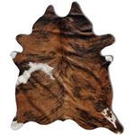 Natural Kobe Cowhide Area Rugs for Living Room and Bedroom | Handmade 100% Cow Rug with Low Pile | Shed-Resistant Home and Office Rug, Classic Brindle, 6 ft x 7 ft