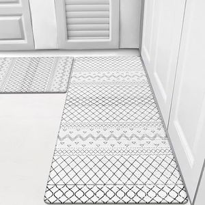 HEBE Anti Fatigue Kitchen Mat Set of 2 Non Slip Cushioned Kitchen Mats for Floor Waterproof Farmhouse Kitchen Rugs and Mats Set Comfort Standing Desk Mat Carpet for Sink,Office,Laundry