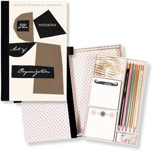 AMÉLIN ARCHIVE Tackle Box with Desk Supplies, Stationery Set with 5 Pencils, Eraser, 2 Sticky Note Pads, & Paper Clips, Moderne