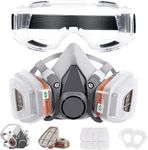 MAXADIL Gas Masks with 10 Replacement Filter Sheets and Goggle | Activated Carbon Mask Paint Respirator for Epoxy Resin, Wall Painting, Welding, Polishing, Spraying, Construction