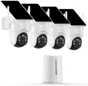 ANRAN Solar Security Cameras Wireless Outdoor, 4MP FHD Battery Powered Home Security System, 4-Cam Kit with Integrated Solar Panel, 2-Way Audio, Color Night Vision, 64G Local Storage, No Monthly Fee