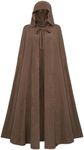 Renaissance Hooded Cape Medieval Cloak Halloween Costume Brown