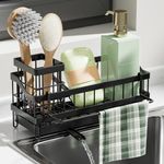 MainPi Kitchen Sink Tidy Organiser,Sink Tidy Caddy with Drip Tray,Stainless Steel Sponge Holder for Kitchen Sink,Kitchen Tidy Sink Caddy Hanging or Floor Mounted Storage Accessories