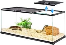 REPTI ZOO 20 Gallon Reptile Glass Terrarium Easy Clean Tank 30" x 12" x 12" Dual Top Sliding Top Cover for Reptile Snake Hamster Hedgehog Small Animals (Knock-Down)