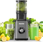 Cold Press Juicer, INOVIVA Juicer Machines with 1.5L Extra Large Feed Chute for Whole Vegetables & Fruits, Slow Masticating Juicer High Juice Yield, Self Feeding, Dishwasher Safe, Easy to Clean, Grey
